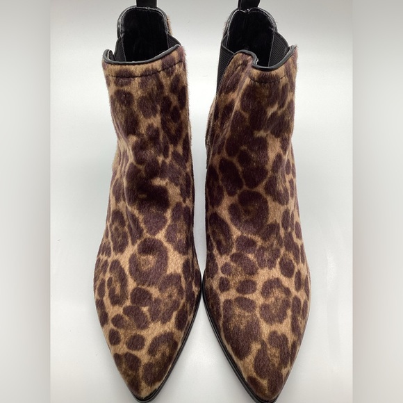 Nine West Harry Faux Calf Hair Chelsea Leopard Pointed Ankle Boots - BNWOB - Picture 10 of 15